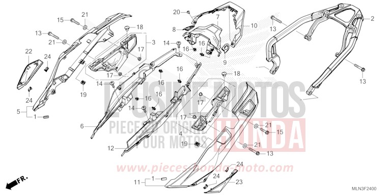 SEITENABDECKUNG/HINTERER TRAEGER (1) von Africa Twin Mechanik MAT BALLISTIC BLACK METALLIC (NHA86) von 2024